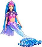 Barbie HHG52 - 'Meerjungfrauen Power' Malibu Puppe (blaue Haare) mit Wechselflosse und diversen Zubehör-Teilen für tolle Looks, Spielzeug für Kinder ab 3 Jahren