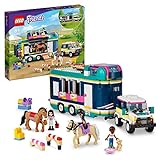 LEGO 41722 Friends Pferdeanhänger mit Spielzeug-Auto, 2 Pferden als Tier-Figuren und REIT-Zubehör, Set für Kinder ab 8 Jahren, tolles Pferd Spielzeug, Geschenk für Mädchen und Jungen