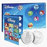 FANTASY CLUB - Disney Münzen Sammelalbum - mit 24 Silbermünzen - Geschenk für Sammler - mit Mickey Mouse, Stitch, Ariel, Findet Nemo etc. - Disney Geschenke Erwachsene