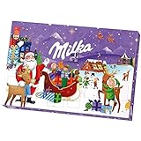 Milka Adventskalender 1 x 200g, Mit Schokoladenfiguren mit Milchcrèmefüllung, Zwei zufällige Designs