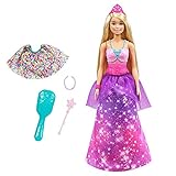 Barbie GTF92 - Dreamtopia 2-in-1 Prinzessin zu Meerjungfrau Verwandlungspuppe (blond, ca. 30 cm) mit 3 Looks und Accessoires, Spielzeug für Kinder von 3 bis 7 Jahren