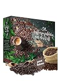 ganze Bohnen Kaffee Adventskalender 2022 I Weihnachtskalender mit 24 köstlichen Kaffees aus aller Welt viele in fairtrade und BIO Qualität