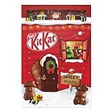 NESTLÉ KITKAT Adventskalender Schokolade mit 3D-Effekt, Weihnachtskalender mit 24 Schokoladenfiguren und Kugeln mit Knusperstückchen, 1er Pack (1 x 208g)