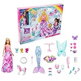 Barbie HGM66 - Dreamtopia Märchen-Adventskalender mit Barbie-Puppe und 24 Überraschungen, u. a. märchenhaften Outfits, Tieren und Zubehörteilen, für Kinder ab 3 Jahren