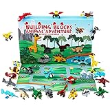 KreativeKraft Adventskalender 2021 Kinder, Dinos und Tiere Bausteine Spielzeug Adventskalender Kinder mit Spielmatte
