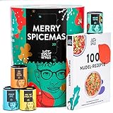 Just Spices Großer Gewürz Adventskalender 2022 I Weihnachtskalender mit 24 Gewürzmischungen + Kochbuch I Hochwertige Gewürze als Geschenk für Männer und Frauen I insgesamt 4,5 kg (2022) (Grün)